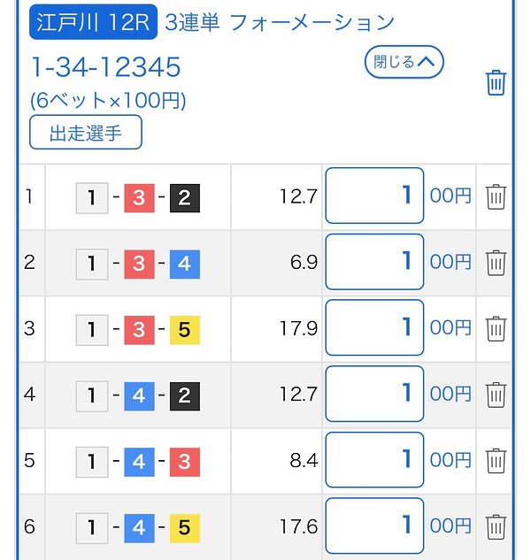 競艇（ボートレース） テレボートの投票画面 オッズの調整方法